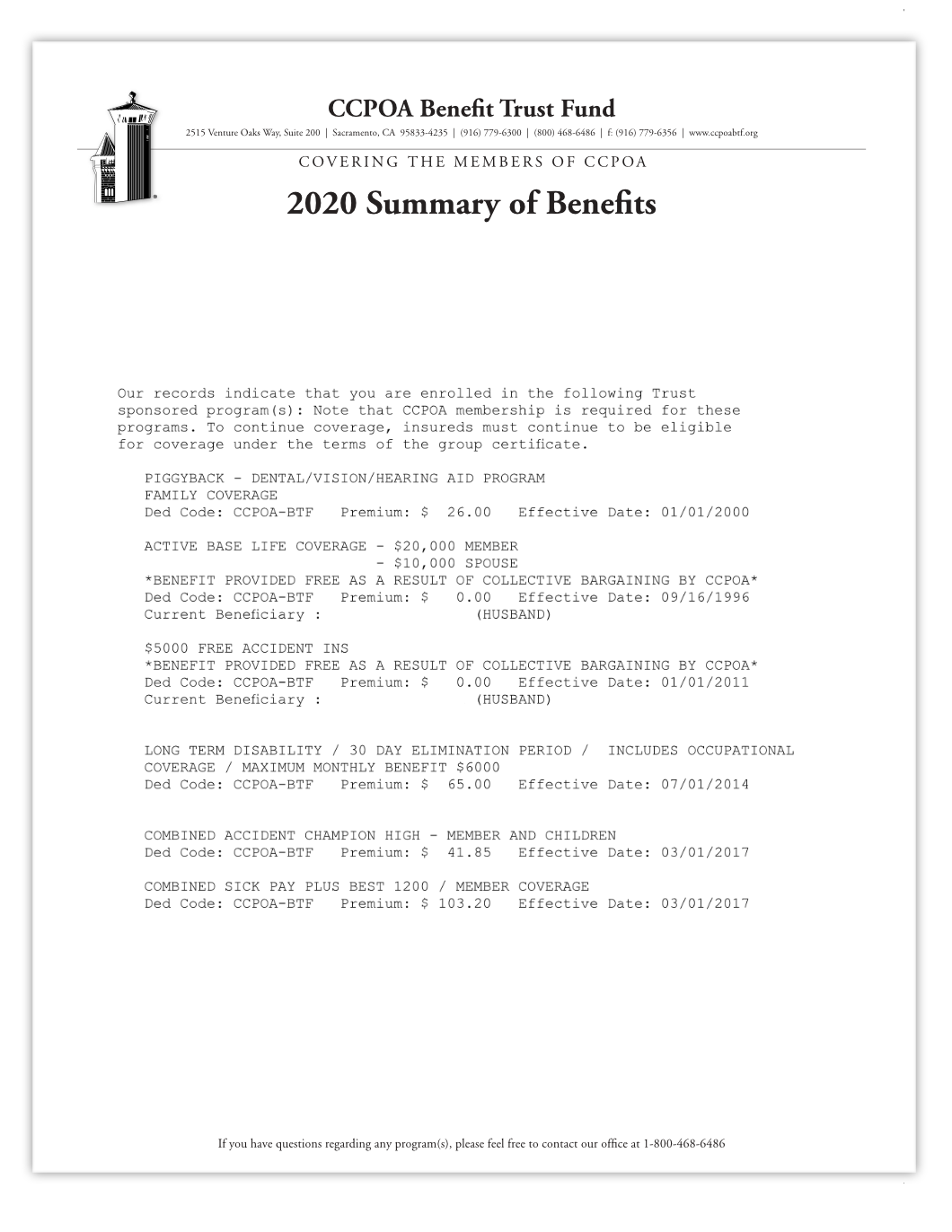 benefit summary